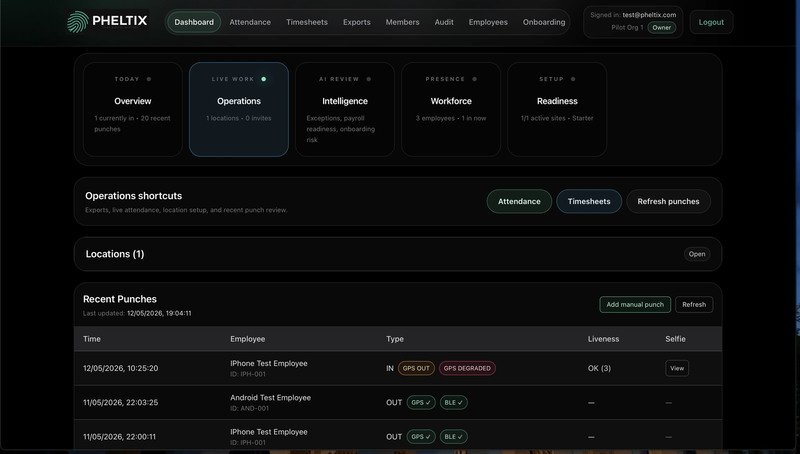 PHELTIX web dashboard preview